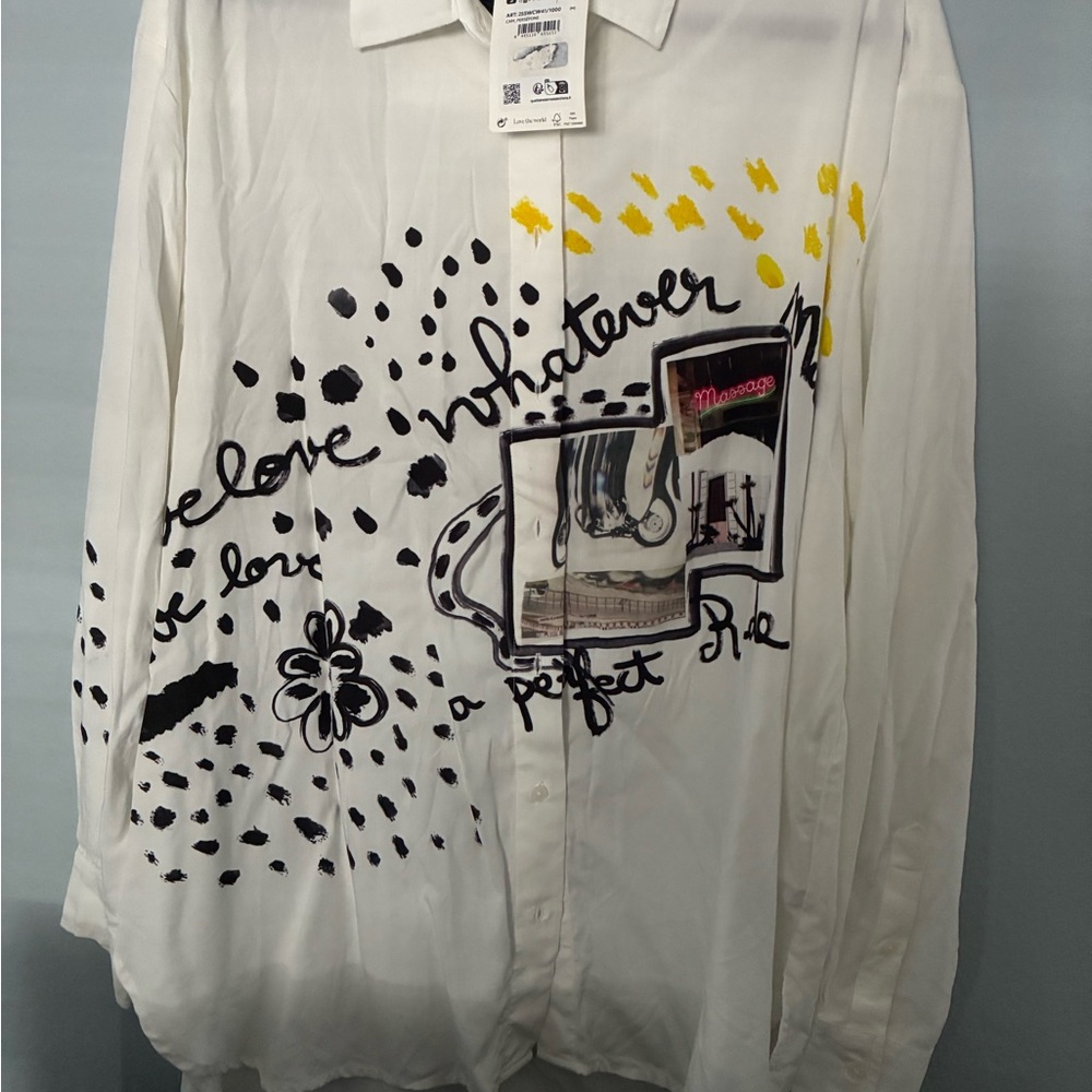 Stylish White Graphic Men's Shirt